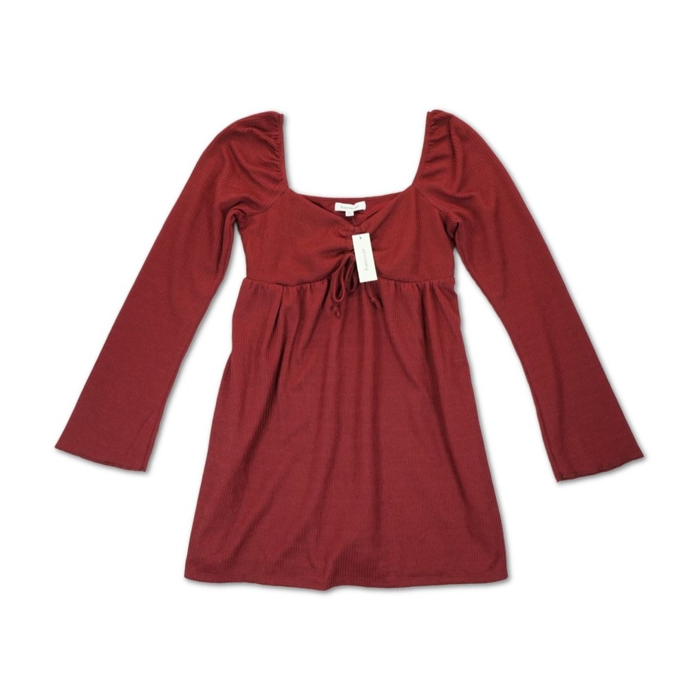 NWT Francesca's‎ Mini Dress Large Susie Cinch Front Babydoll Dark Academic